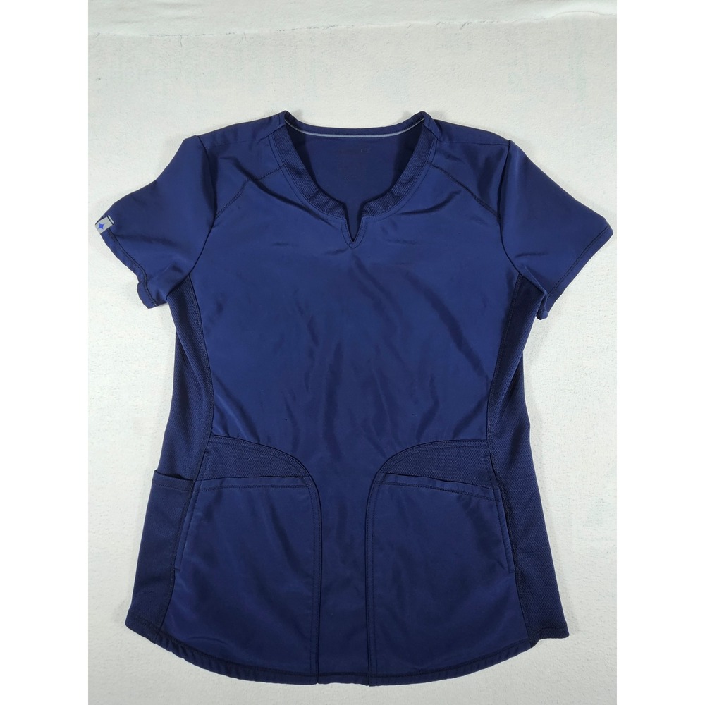 Scrubstar Premium Indigo Blue V-Neck Scrub Top Mesh‎ Panels XS WMD41922A